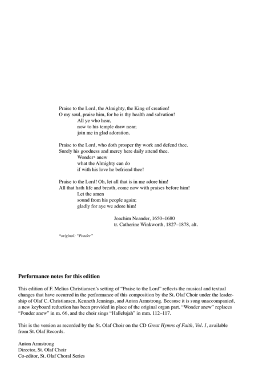 Praise to the Lord (revised edition) Divisi scores gallery preview page 2
