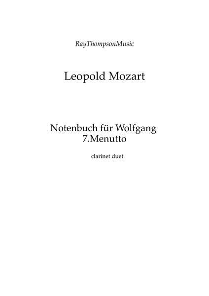 Mozart (Leopold): Notenbuch für Wolfgang (Notebook for Wolfgang) 7. Menuetto - clarinet duet image number null