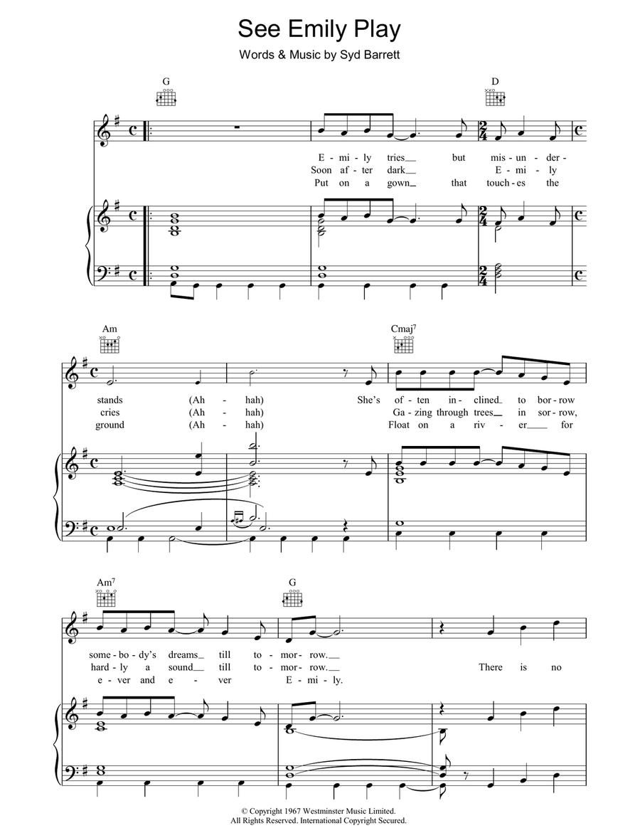 See Emily Play See Emily Play Piano, Vocal, Guitar scores gallery preview page 1