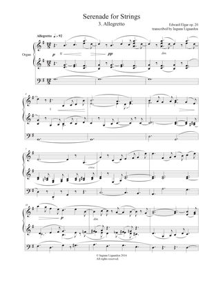 Book cover for Elgar: Serenade for Strings - 3. Allegretto for Organ Solo