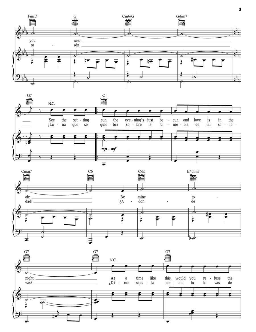 Noche De Ronda (Be Mine Tonight) Piano, Vocal, Guitar scores gallery preview page 3