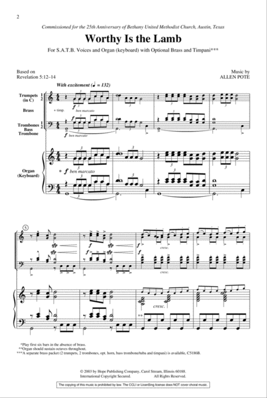 Worthy Is the Lamb Worthy Is the Lamb 4-Part scores gallery preview page 2