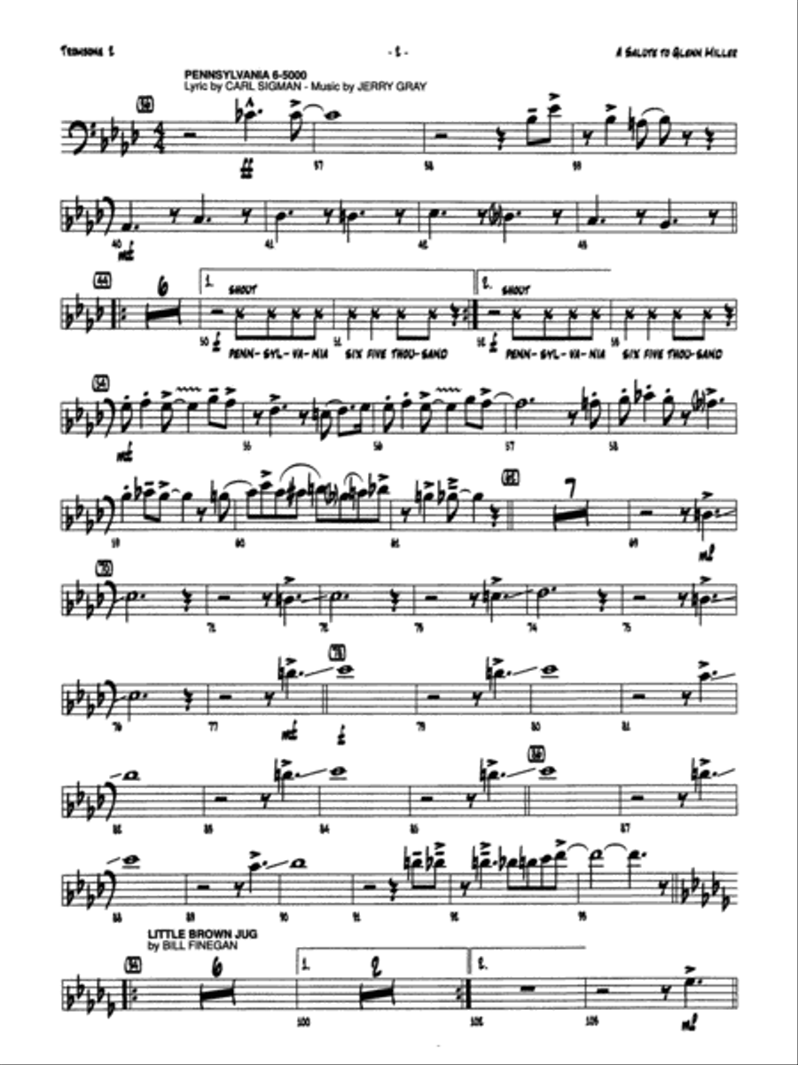 A Salute to Glenn Miller: 2nd Trombone Jazz Ensemble scores gallery preview page 2