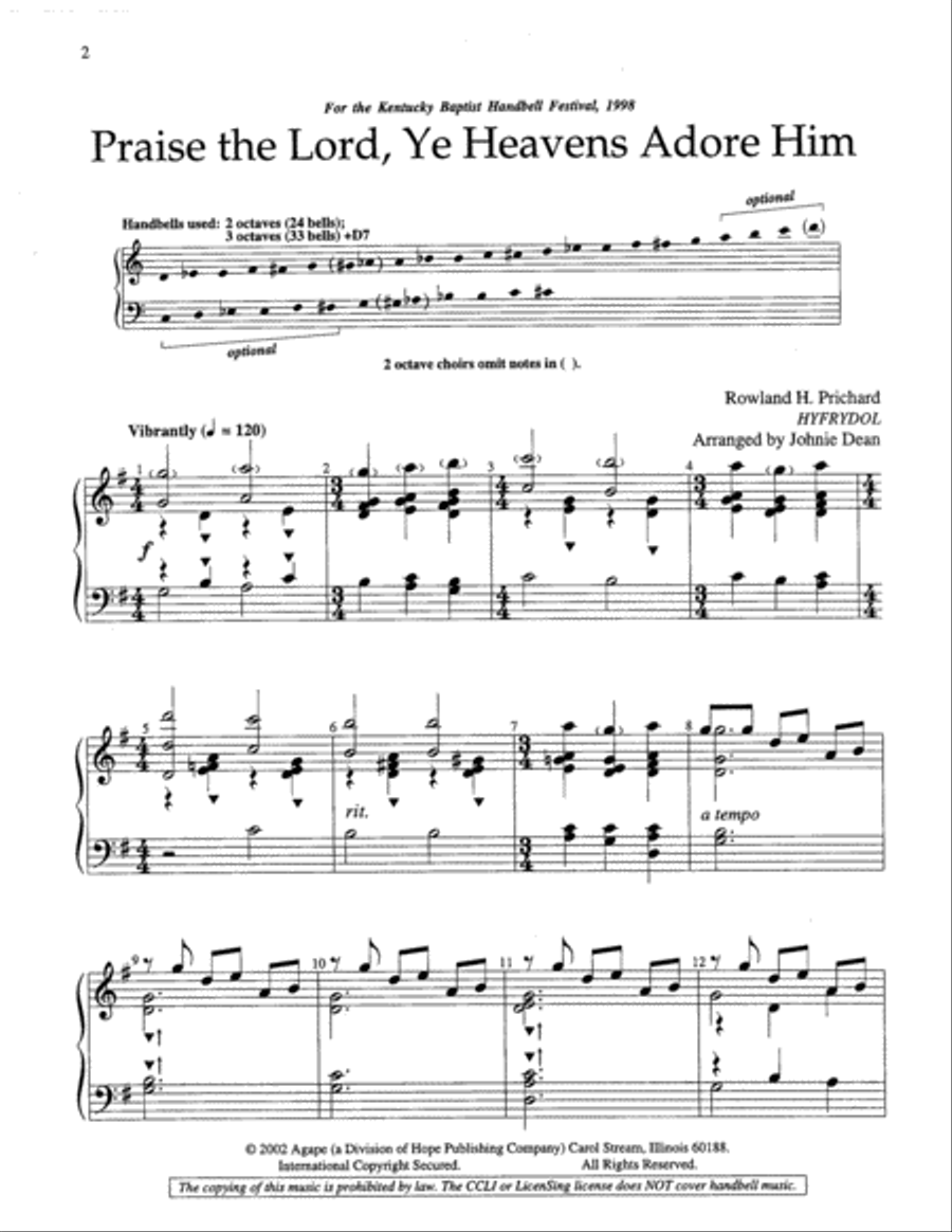 Praise the Lord, Ye Heavens Adore Him 3-Octaves scores gallery preview page 9