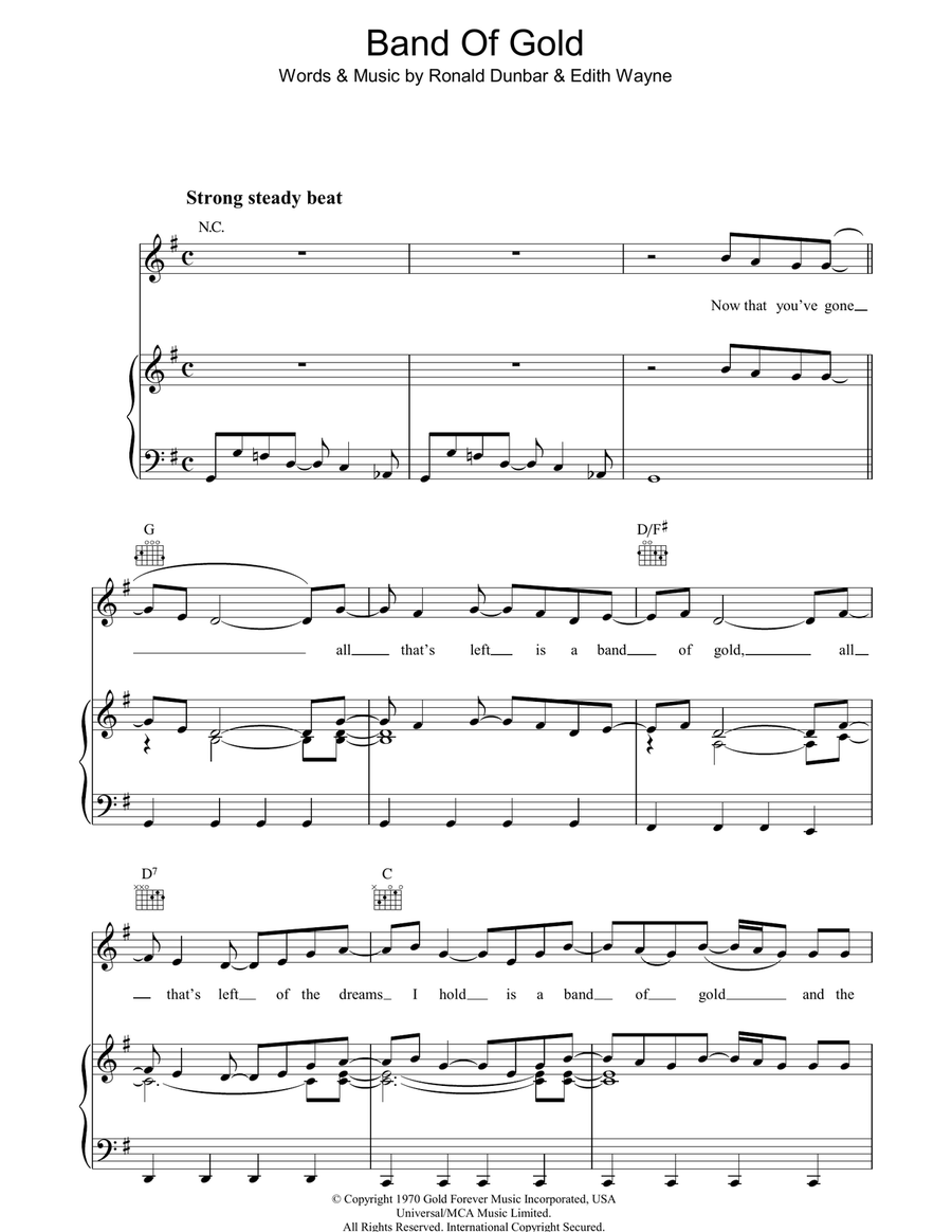 Band Of Gold Piano, Vocal, Guitar scores gallery preview page 1
