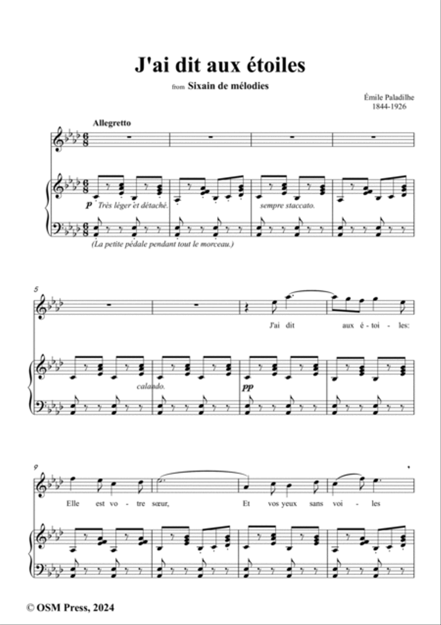 Paladilhe-J'ai dit aux étoiles(Sérénade),in A flat Major Voice scores gallery preview page 2