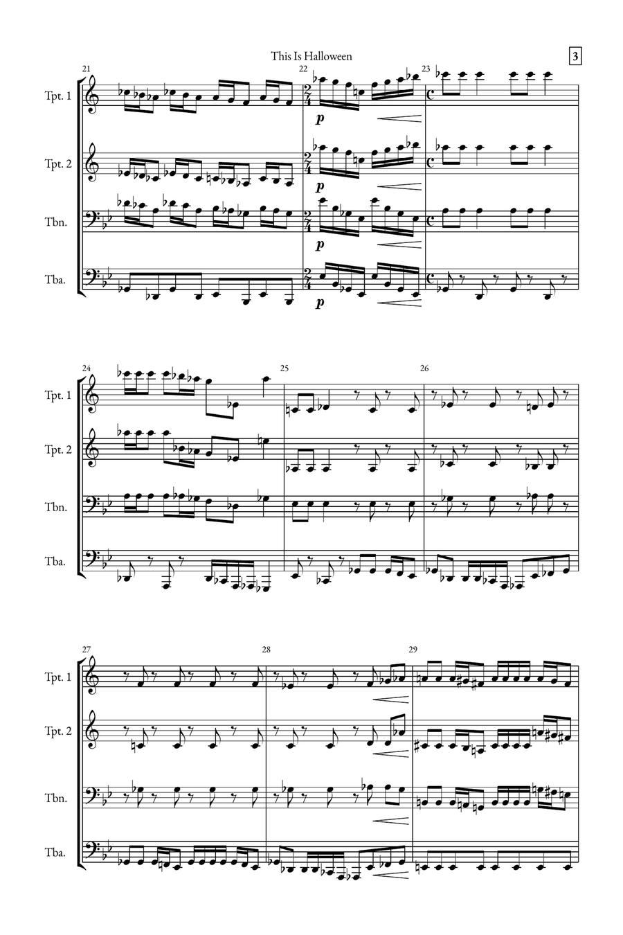 This Is Halloween Brass Quartet scores gallery preview page 3
