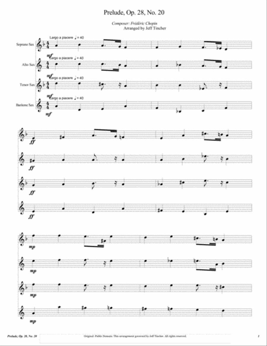 Prelude, Op. 28, No. 20 Woodwind Quartet scores gallery preview page 2