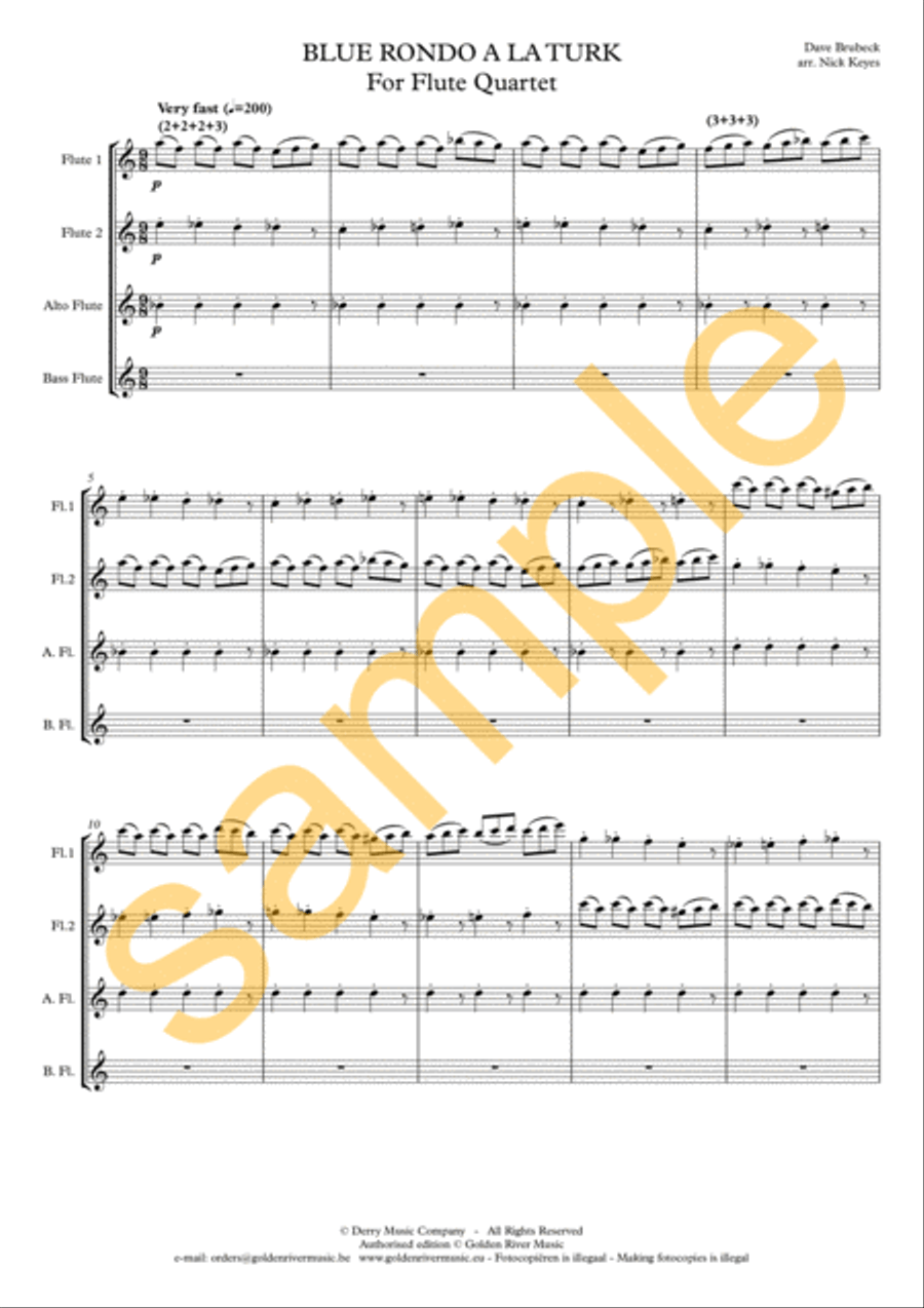 Blue rondo a la Turk Flute Quartet scores gallery preview page 2