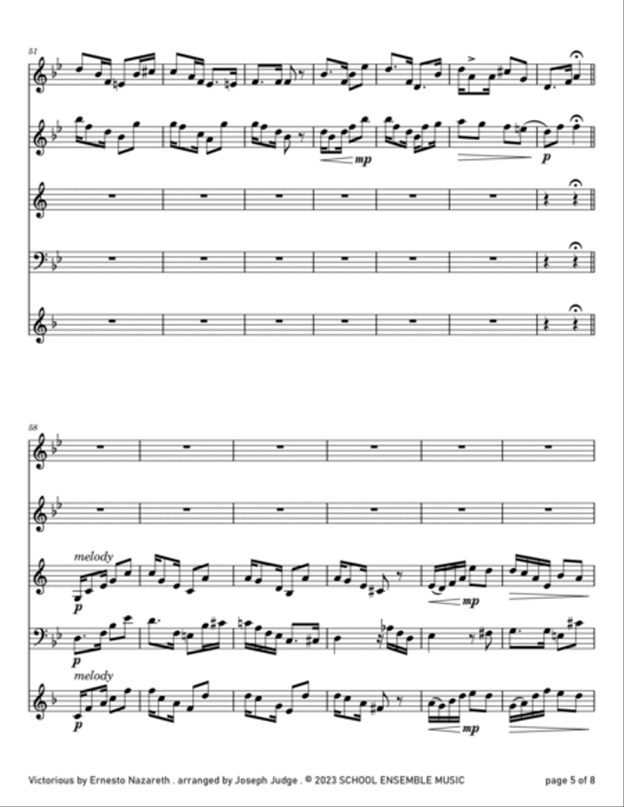 Victorious by Nazareth for Woodwind Quartet in Schools Woodwind Quartet scores gallery preview page 5