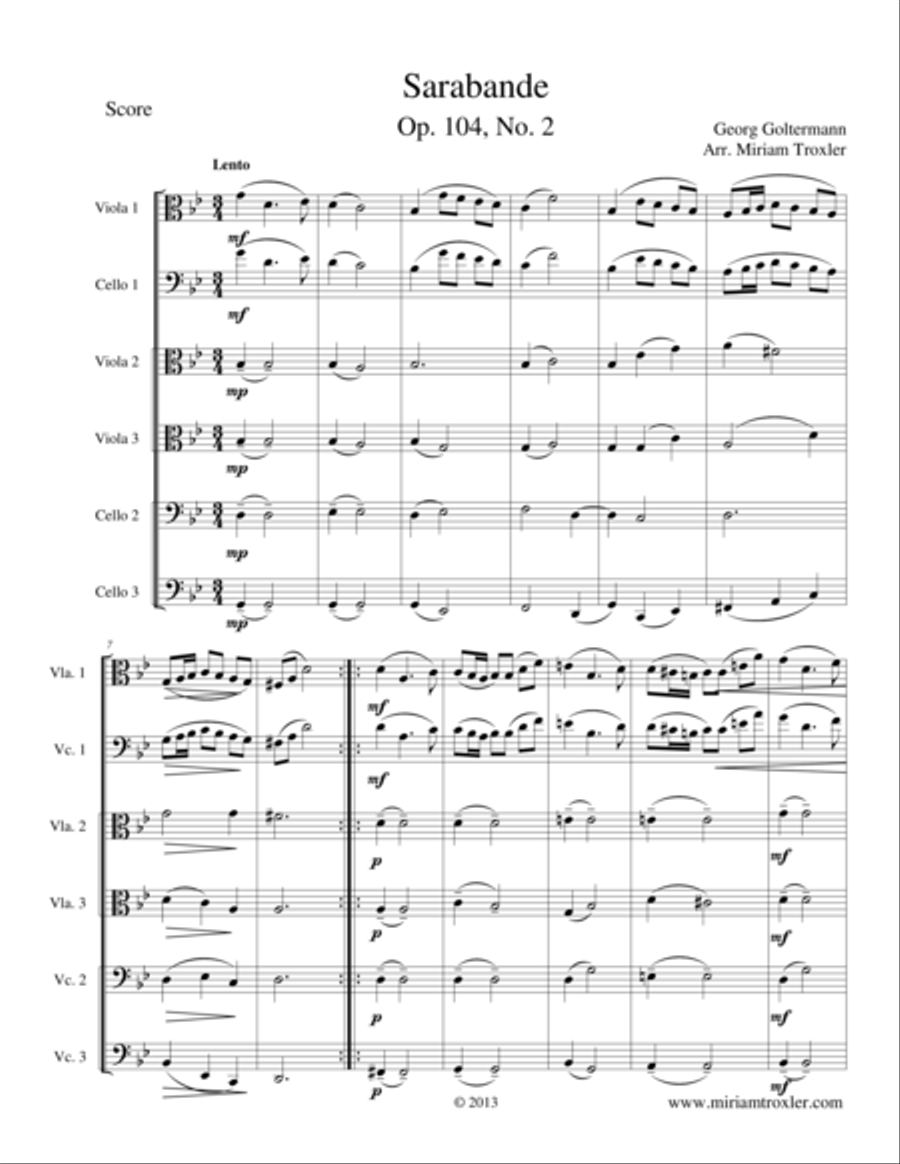 Sarabande Cello scores gallery preview page 1