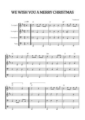 We Wish You a Merry Christmas for Brass Quartet • easy Christmas sheet music w/ chords