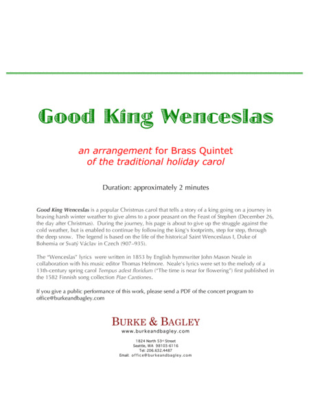 Good King Wenceslas for brass quintet image number null