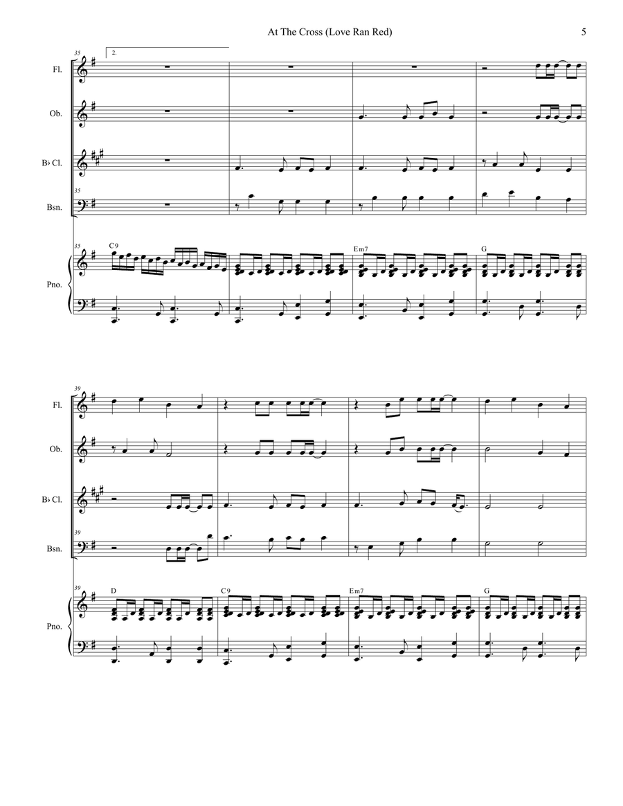 At The Cross (love Ran Red) Woodwind Quartet scores gallery preview page 5