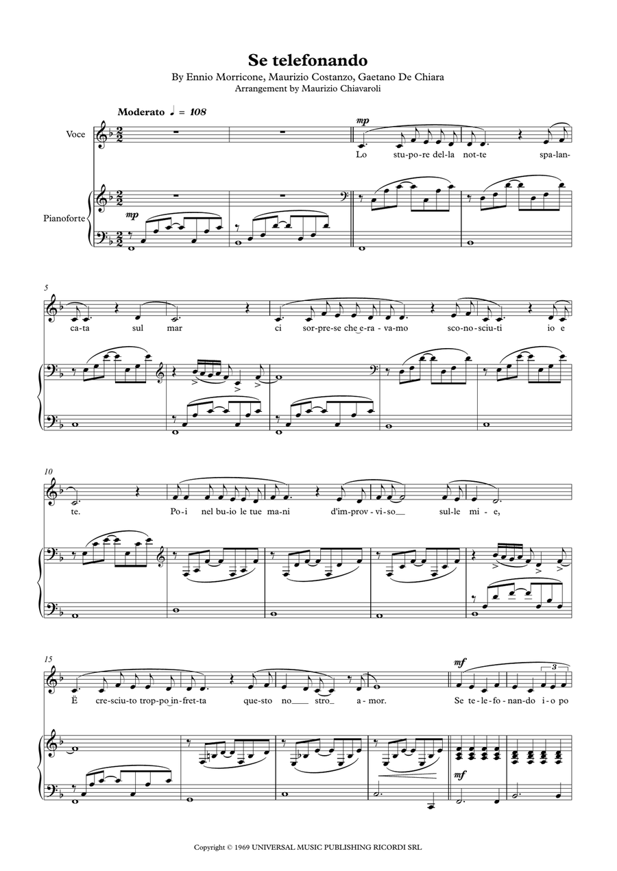 Se Telefonando Se Telefonando Piano, Vocal scores gallery preview page 1