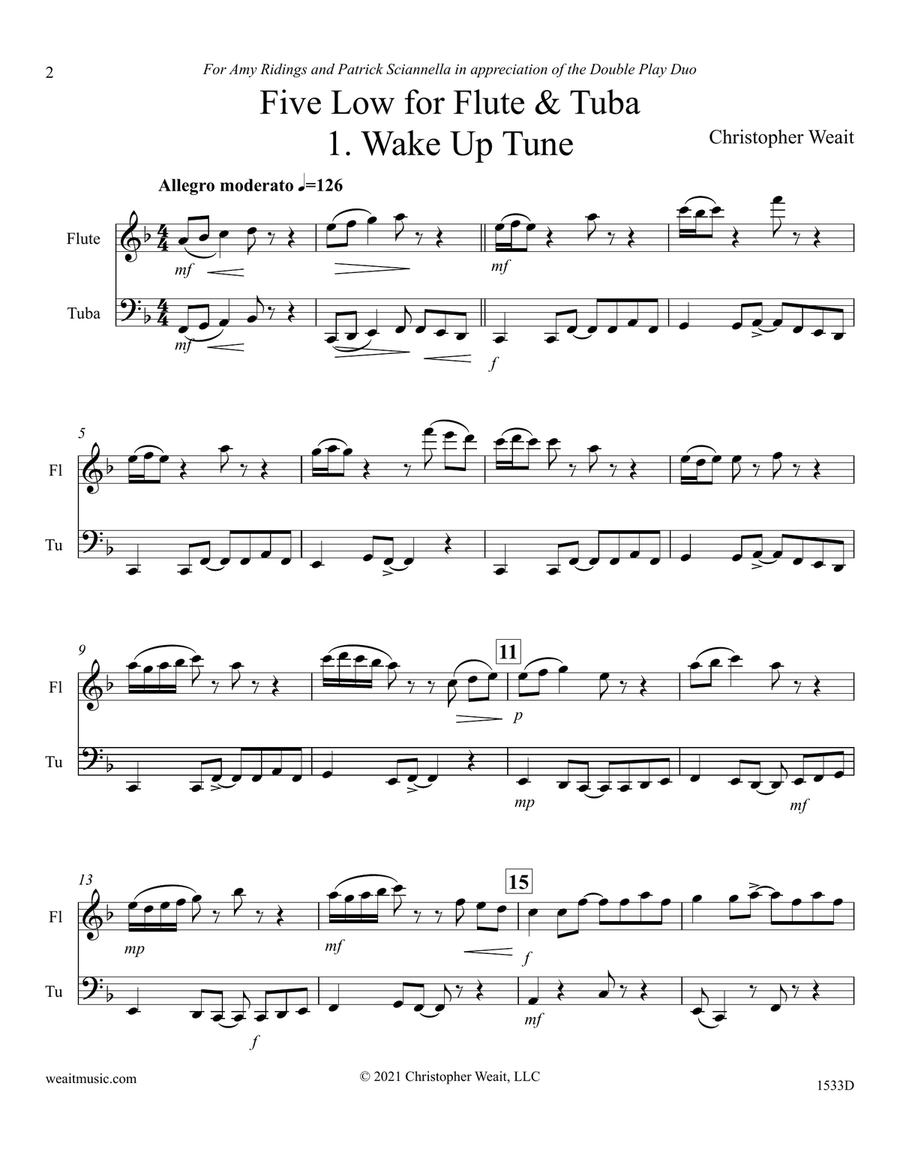 Five Low for flute and tuba (8’42) Flute scores gallery preview page 2