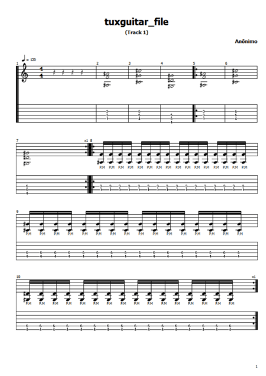 Blood Blood Guitar Tablature scores gallery preview page 1