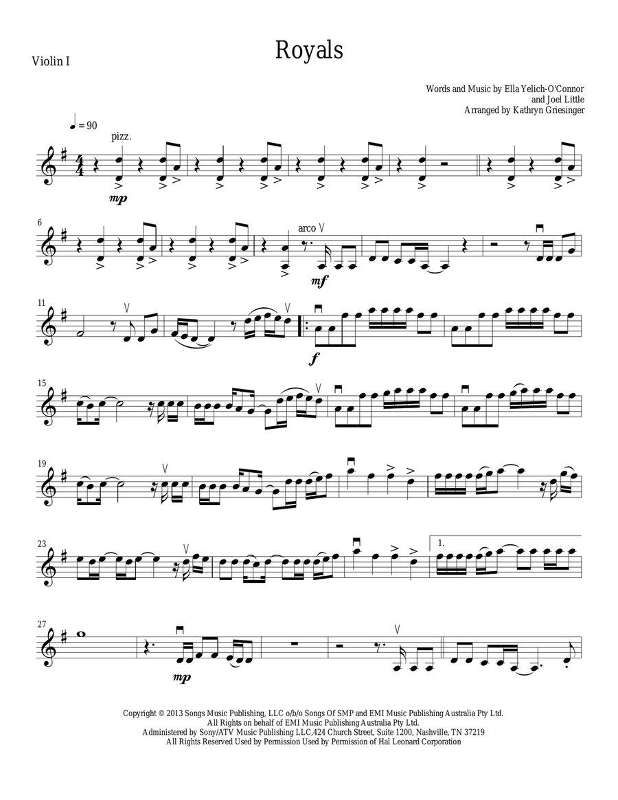 Royals String Quartet scores gallery preview page 1