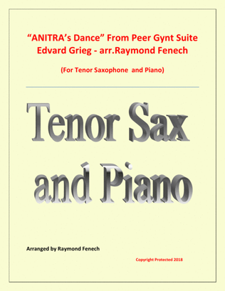 Book cover for Anitra's Dance - From Peer Gynt - Tenor Saxophone and Piano