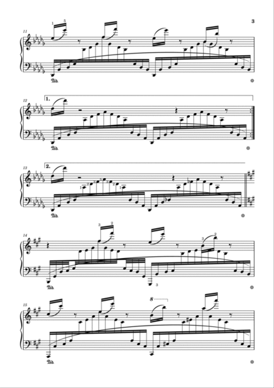 Trois Etudes de Concert No.3 Un Sospiro,Franz Liszt,Original Edition,S.144, No. 3,Piano Solo Piano Method scores gallery preview page 3