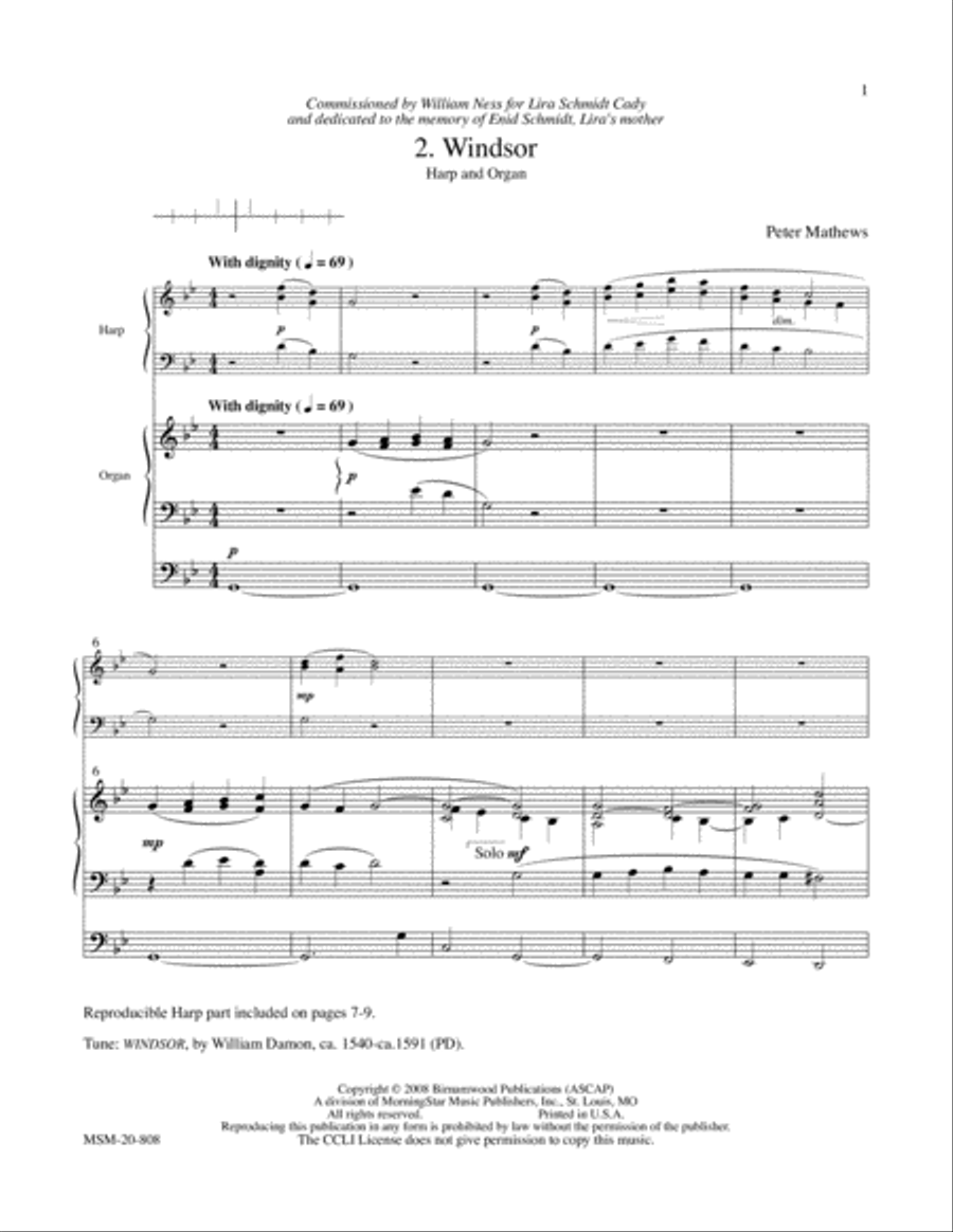 Windsor No. 2 from Hymns for Harp and Organ Harp scores gallery preview page 2