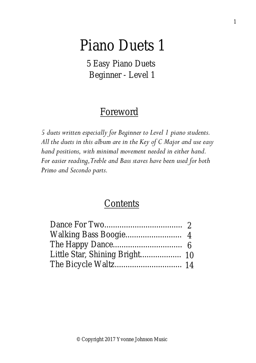 5 Easy Piano Duets Beginner - Level 1 Easy Piano scores gallery preview page 2