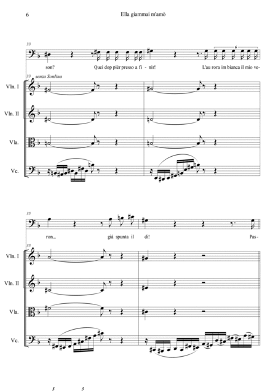 Ella Giammai M'amo (from Don Carlo) String Quartet scores gallery preview page 6