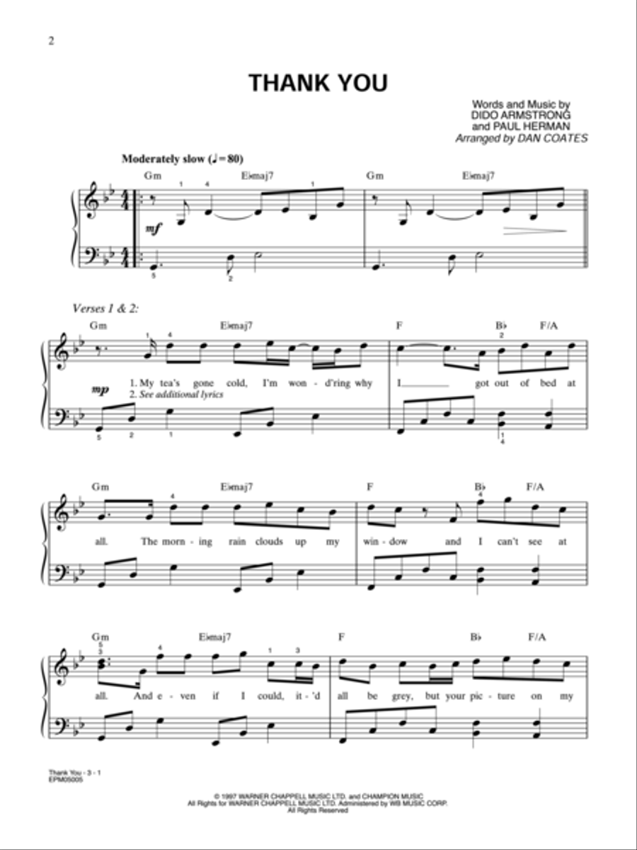 Thank You - Easy Piano Small Ensemble scores gallery preview page 2