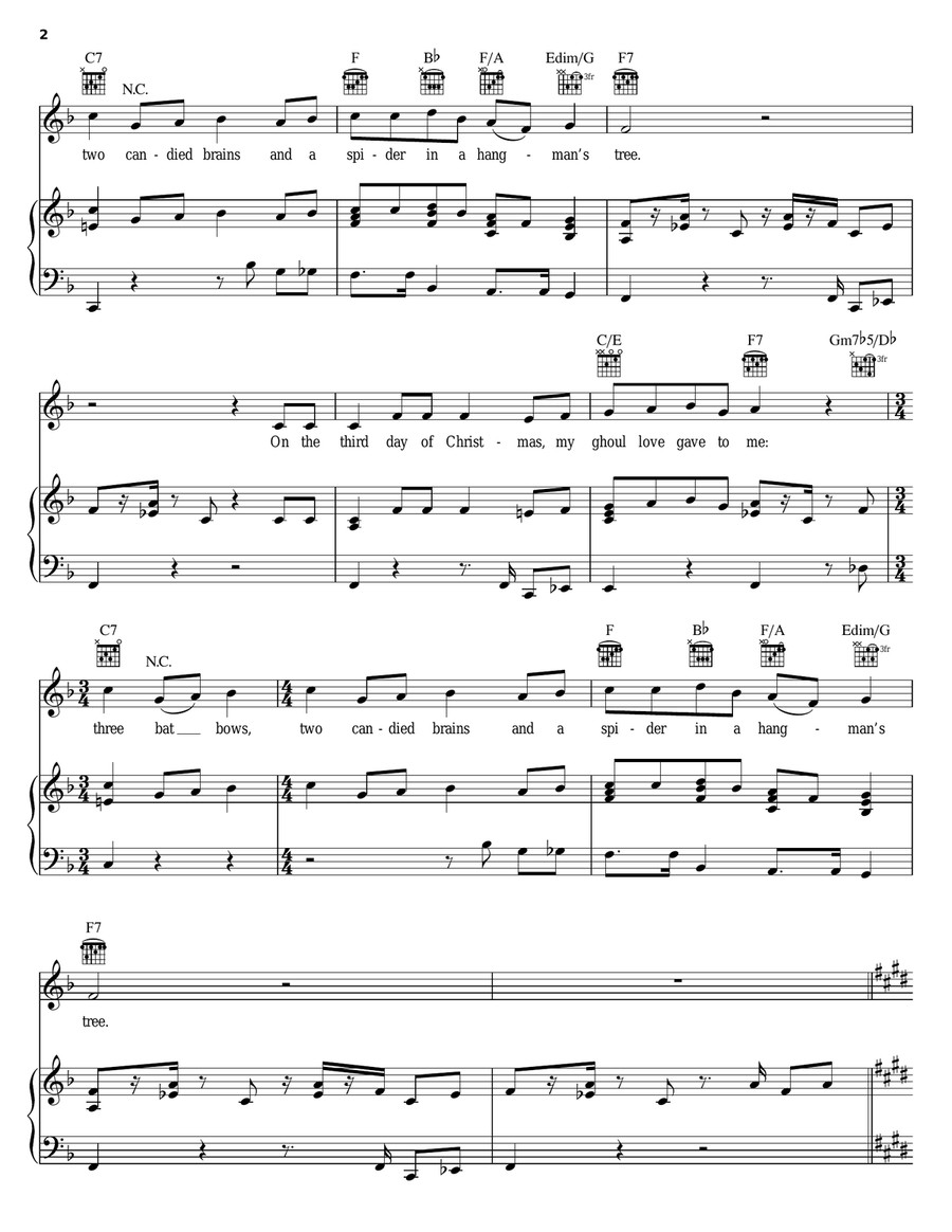 The 13 Days Of Christmas Piano, Vocal, Guitar scores gallery preview page 2