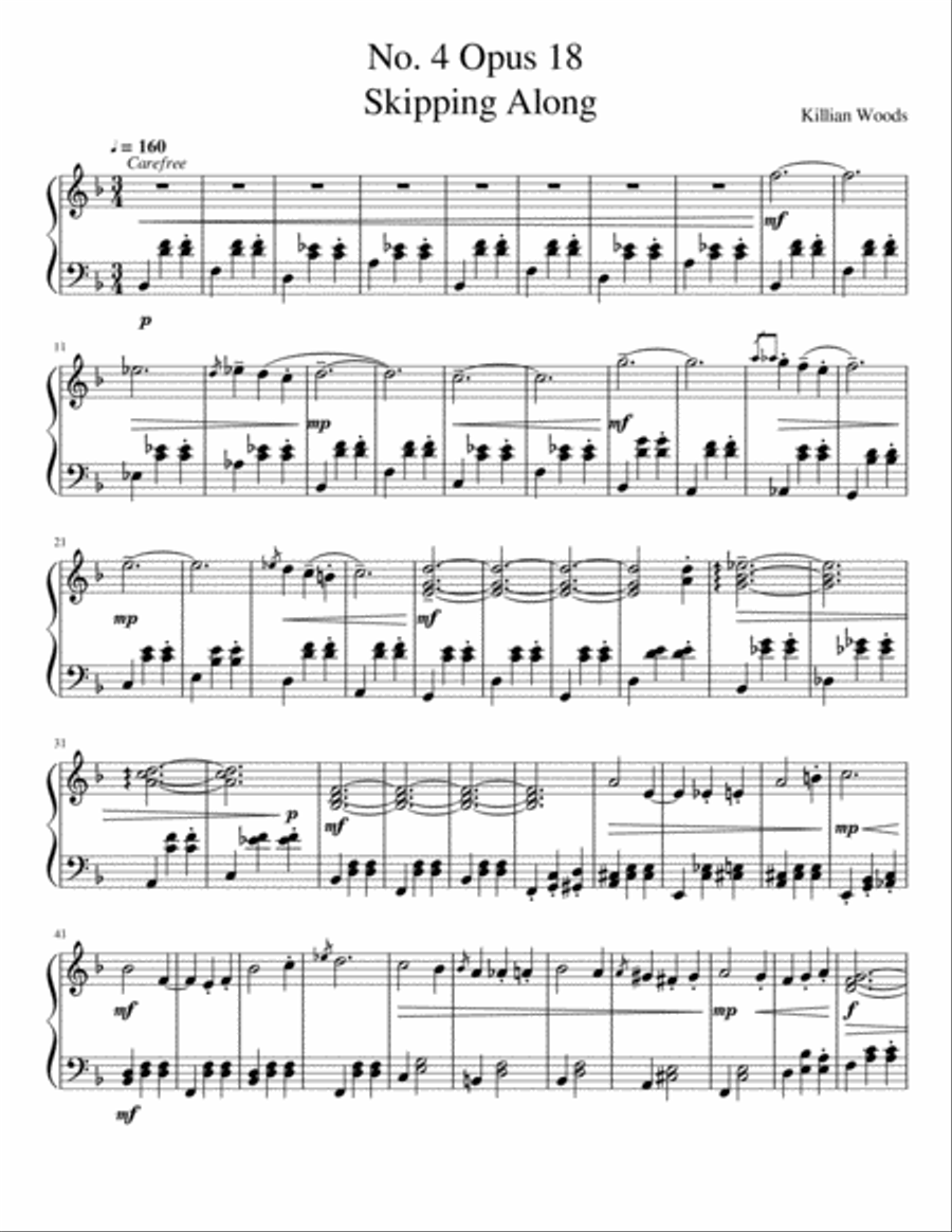 No. 4 Opus 18 - Skipping Along Piano Solo scores gallery preview page 1