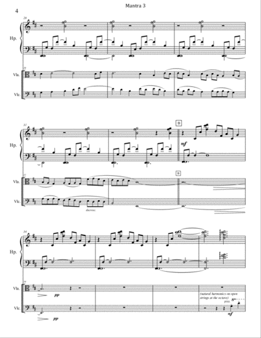 Mantra 3 for Harp, Viola, & Cello Small Ensemble scores gallery preview page 4