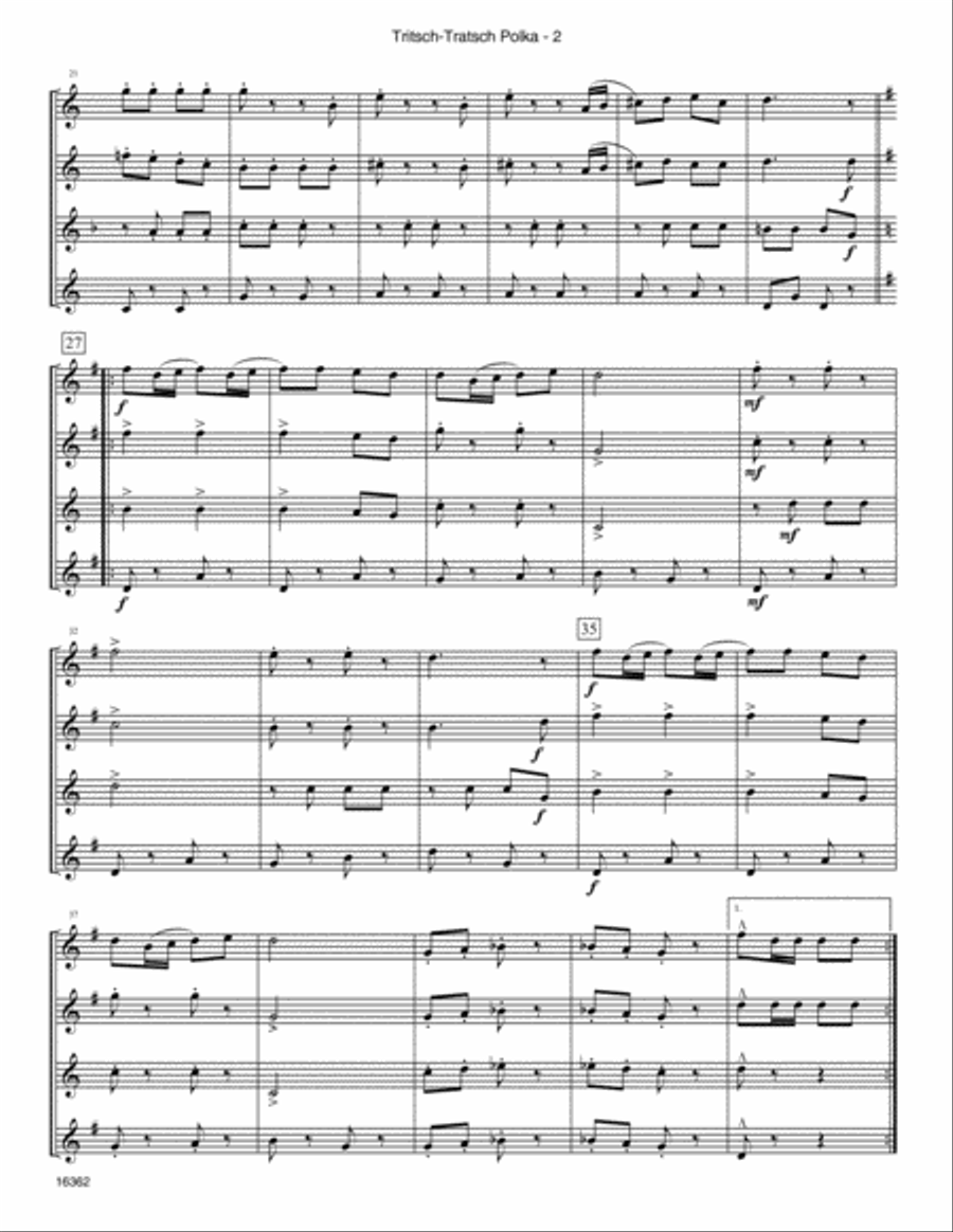 Tritsch-Tratsch Polka (Op. 214) Saxophone Quartet scores gallery preview page 3