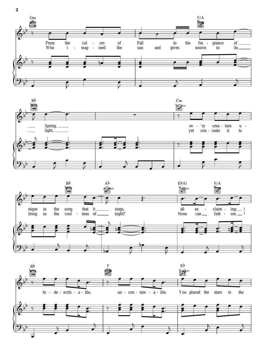 Indescribable Piano, Vocal, Guitar scores gallery preview page 2