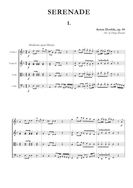 Serenade Op. 44 for String Quartet - 1st Movement image number null