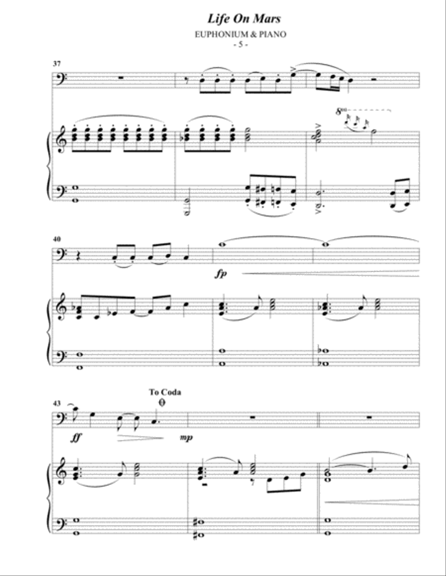 Life On Mars Euphonium scores gallery preview page 5