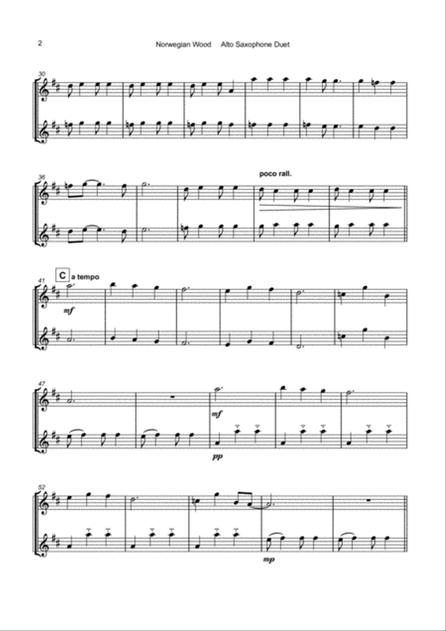 Norwegian Wood (this Bird Has Flown) Woodwind Duet scores gallery preview page 3