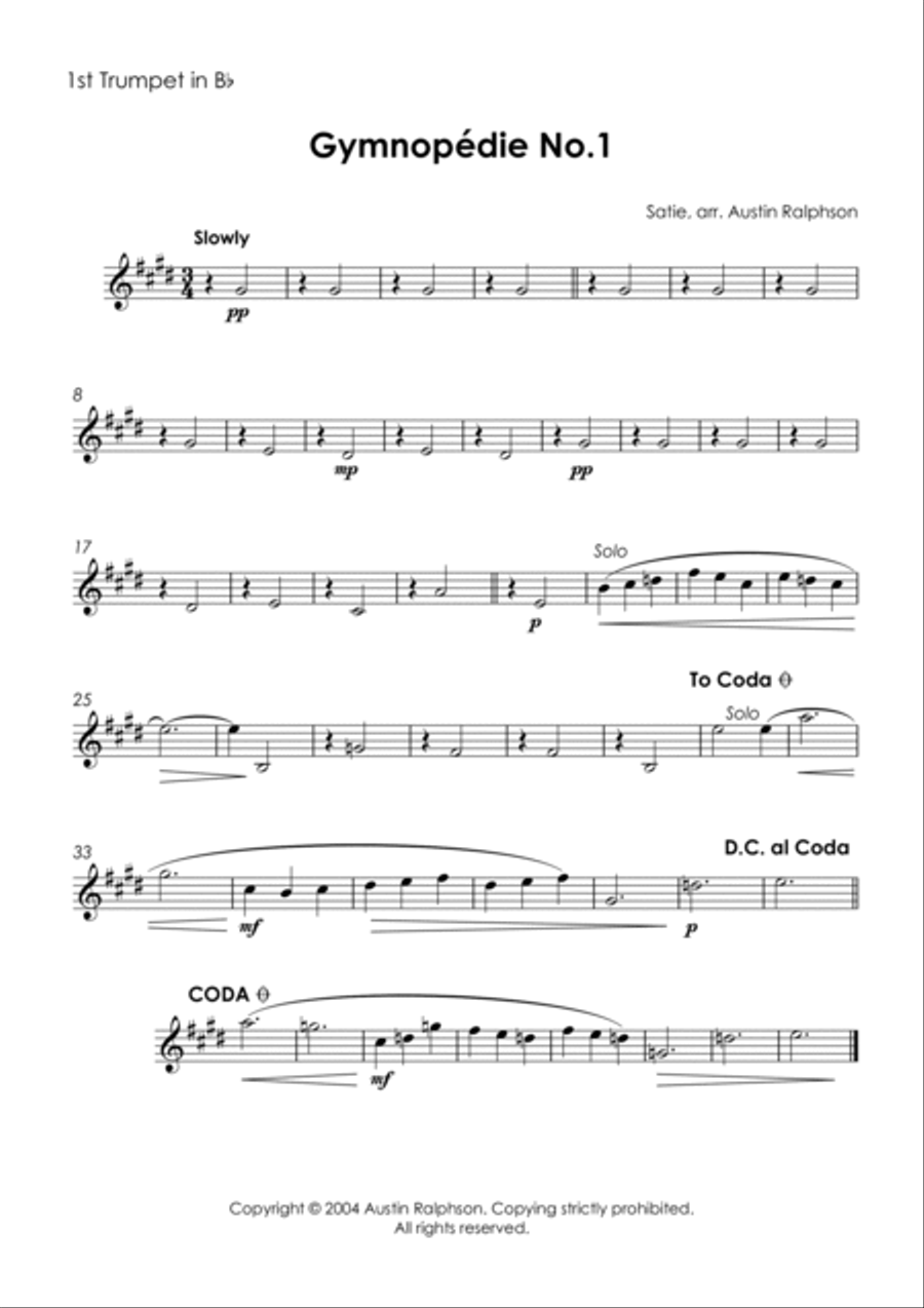 Gymnopedie No.1 - brass quintet Brass Quintet scores gallery preview page 3