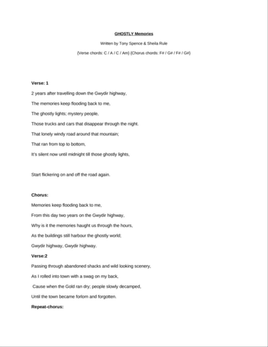 Ghostly Memories Ghostly Memories Electric Guitar scores gallery preview page 1