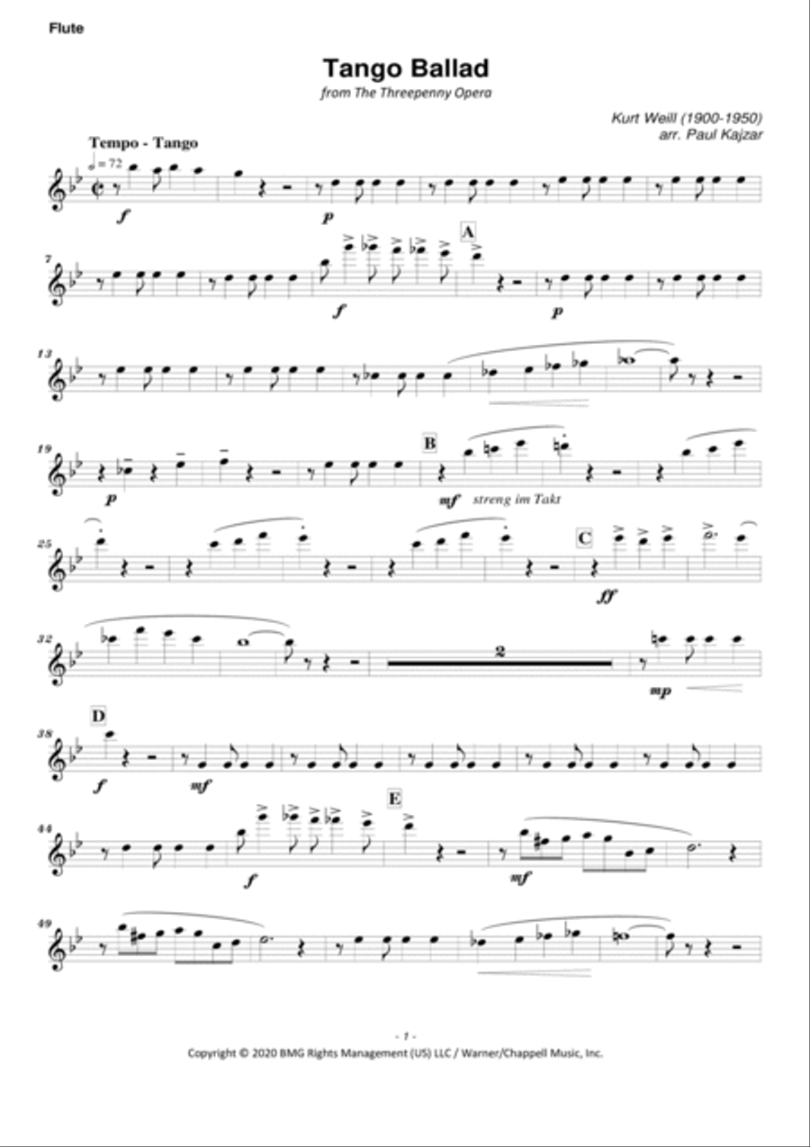 Tango Ballad Woodwind Quintet scores gallery preview page 6