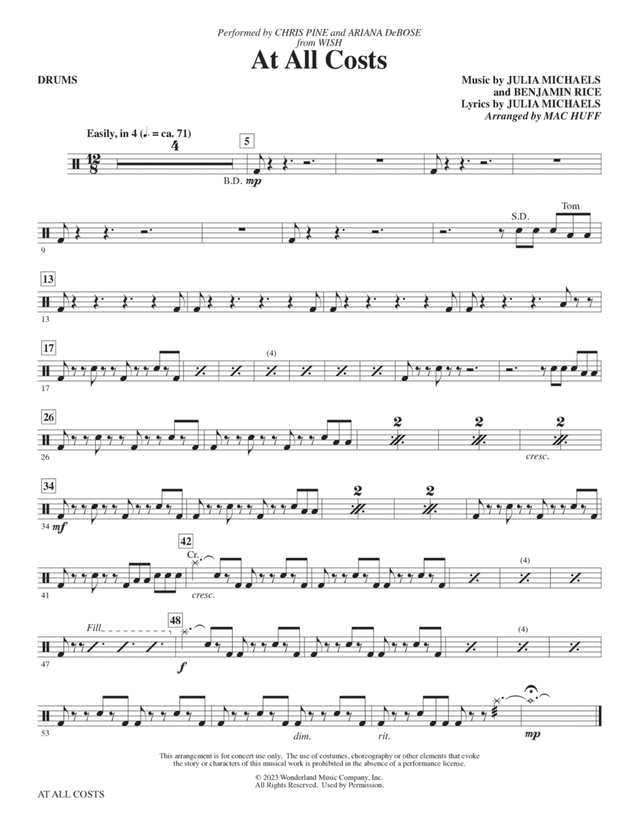 Book cover for At All Costs (from Wish) (arr. Mac Huff) - Drums