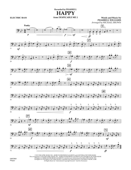 Happy (from Despicable Me 2) (arr. Michael Brown) - Electric Bass