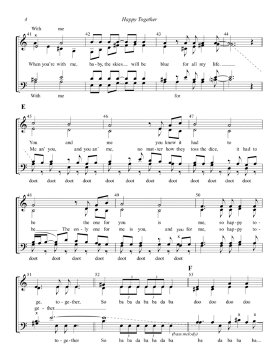 Happy Together (arr. Liz Garnett) 4-Part scores gallery preview page 4