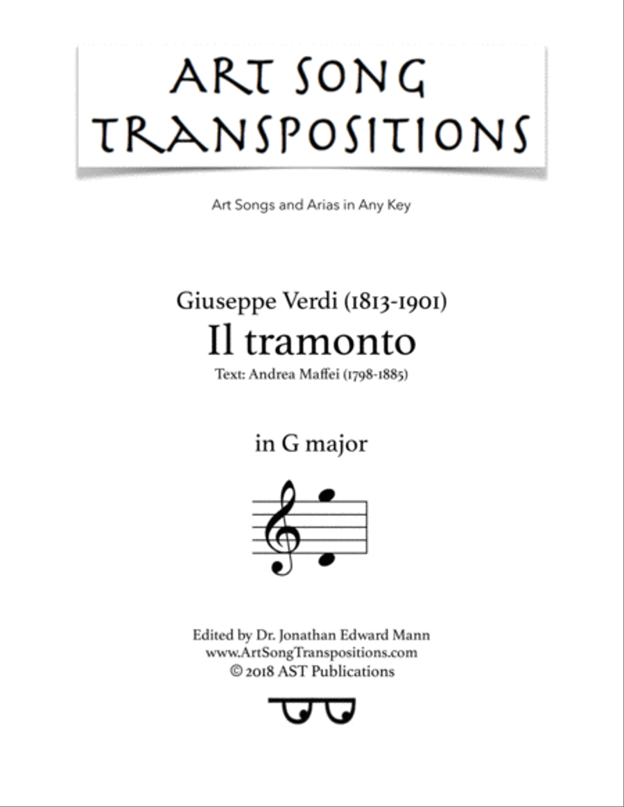 VERDI: Il tramonto (transposed to G major) Voice scores gallery preview page 1