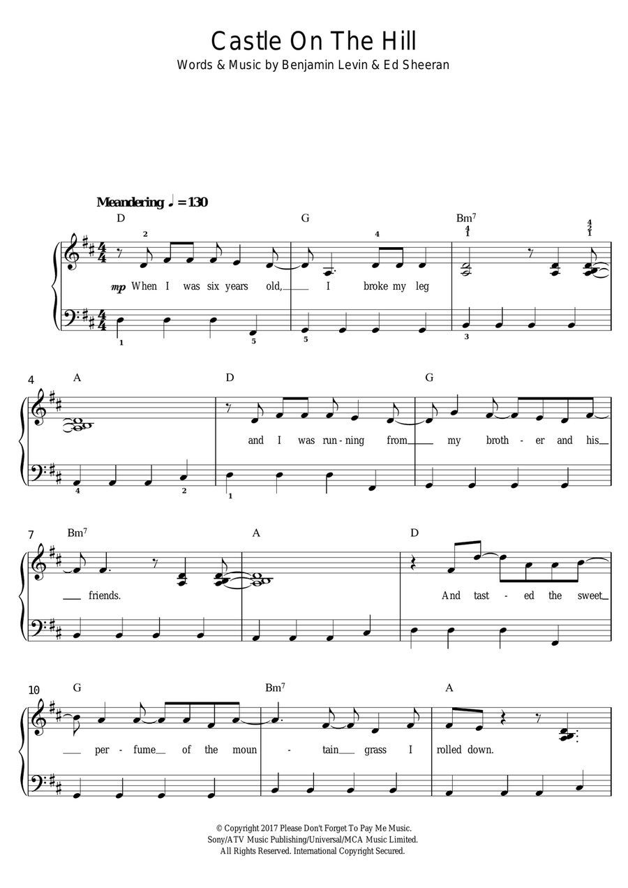 Castle On The Hill Castle On The Hill Easy Piano scores gallery preview page 1