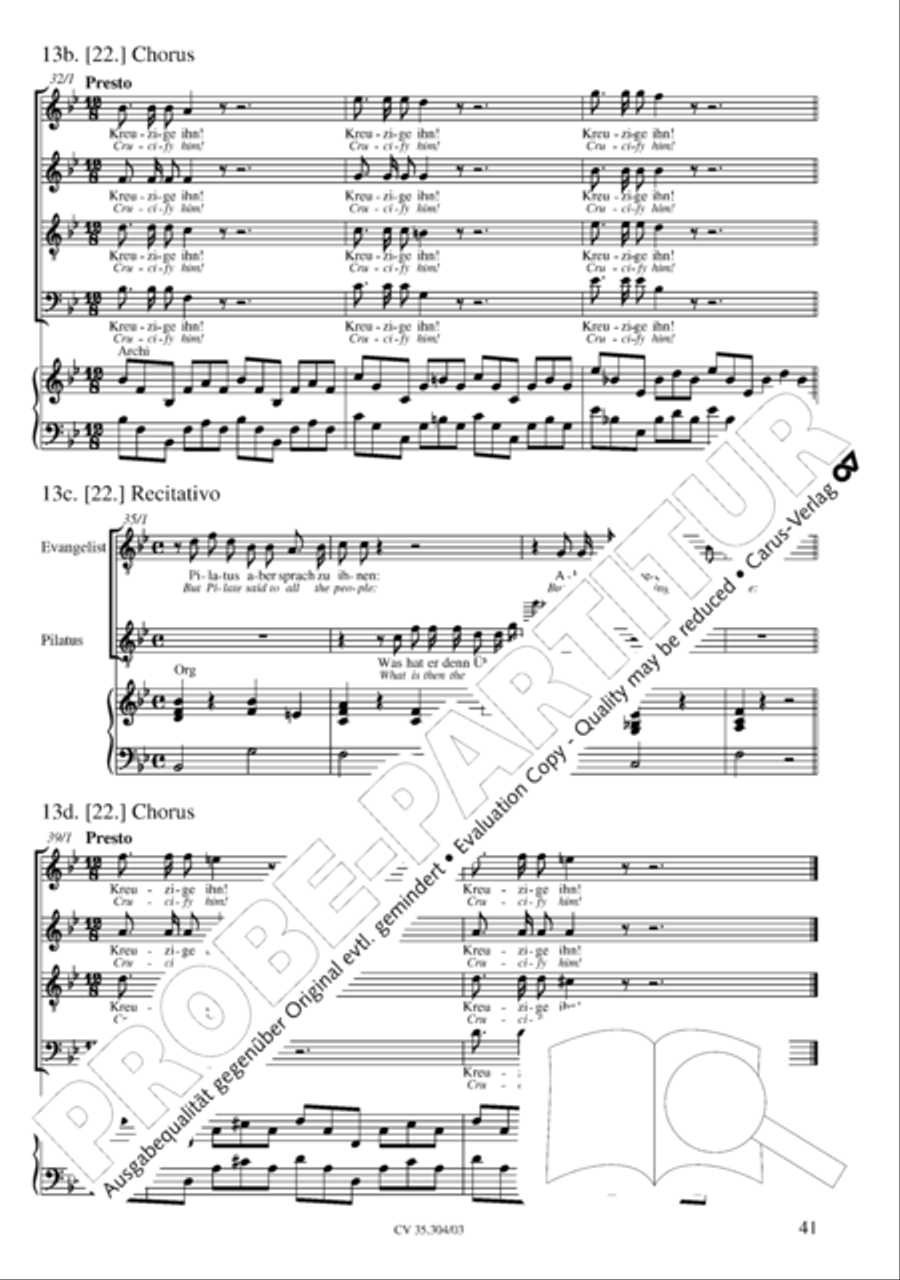 St. Mark Passion (Markus-Passion) 4-Part scores gallery preview page 42