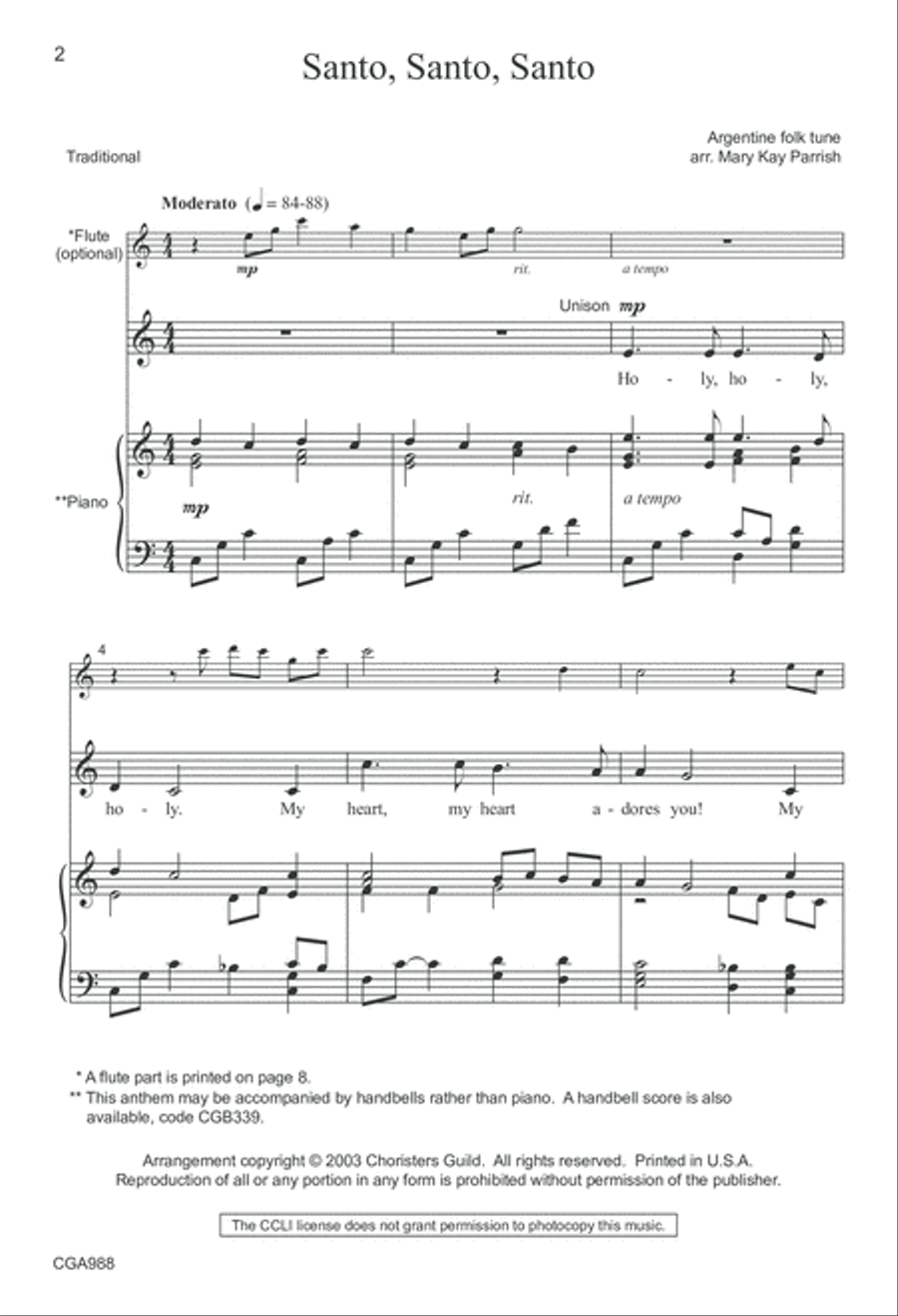 Santo, Santo, Santo (Two- part) SSA scores gallery preview page 2