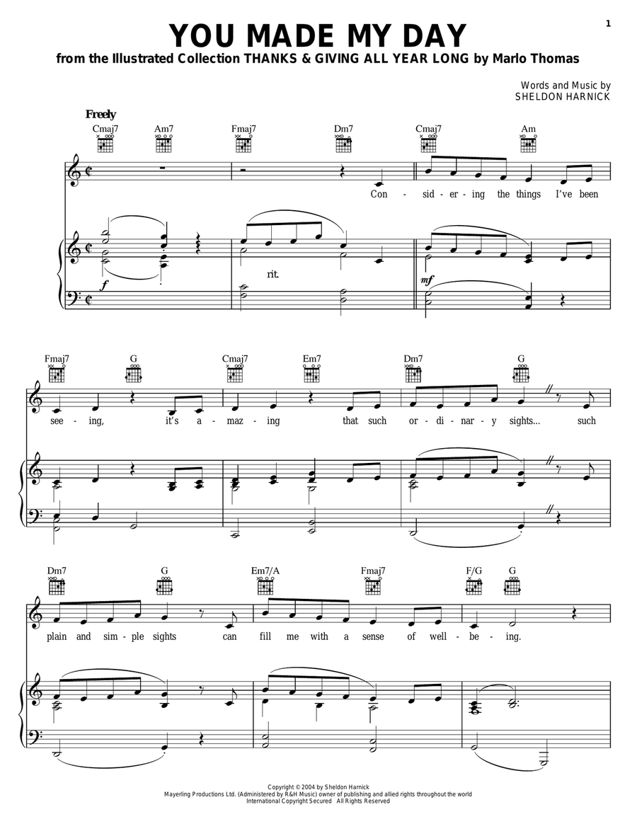 You Made My Day You Made My Day Piano, Vocal, Guitar scores gallery preview page 1