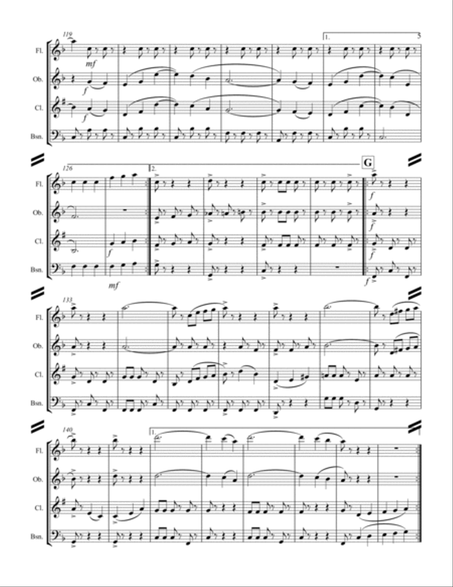 The Blue Danube (for Woodwind Quartet) Woodwind Quartet scores gallery preview page 6