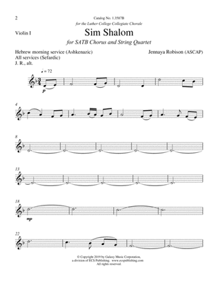 Book cover for Sim Shalom (Downloadable String Quartet Parts)