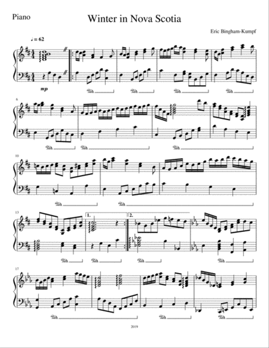 Winter in Nova Scotia Winter in Nova Scotia Piano Solo scores gallery preview page 1